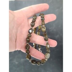 925 Sterling Silver Bead & Labradorite Beaded Necklace Vintage Hook Closure READ